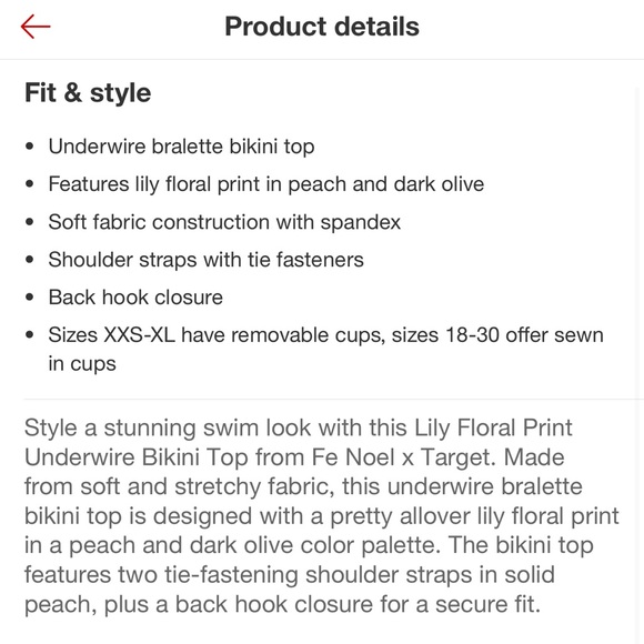 Target x Fe Noel Plus Size Peach Floral High Waist Bikini Set - Picture 5 of 7